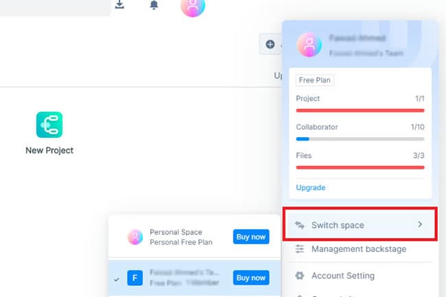 switch spaces