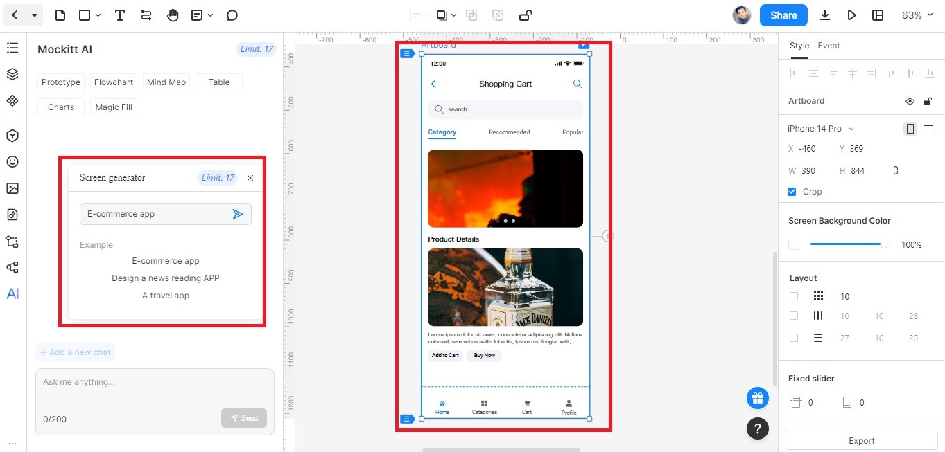 e-commerce platform prototype sample