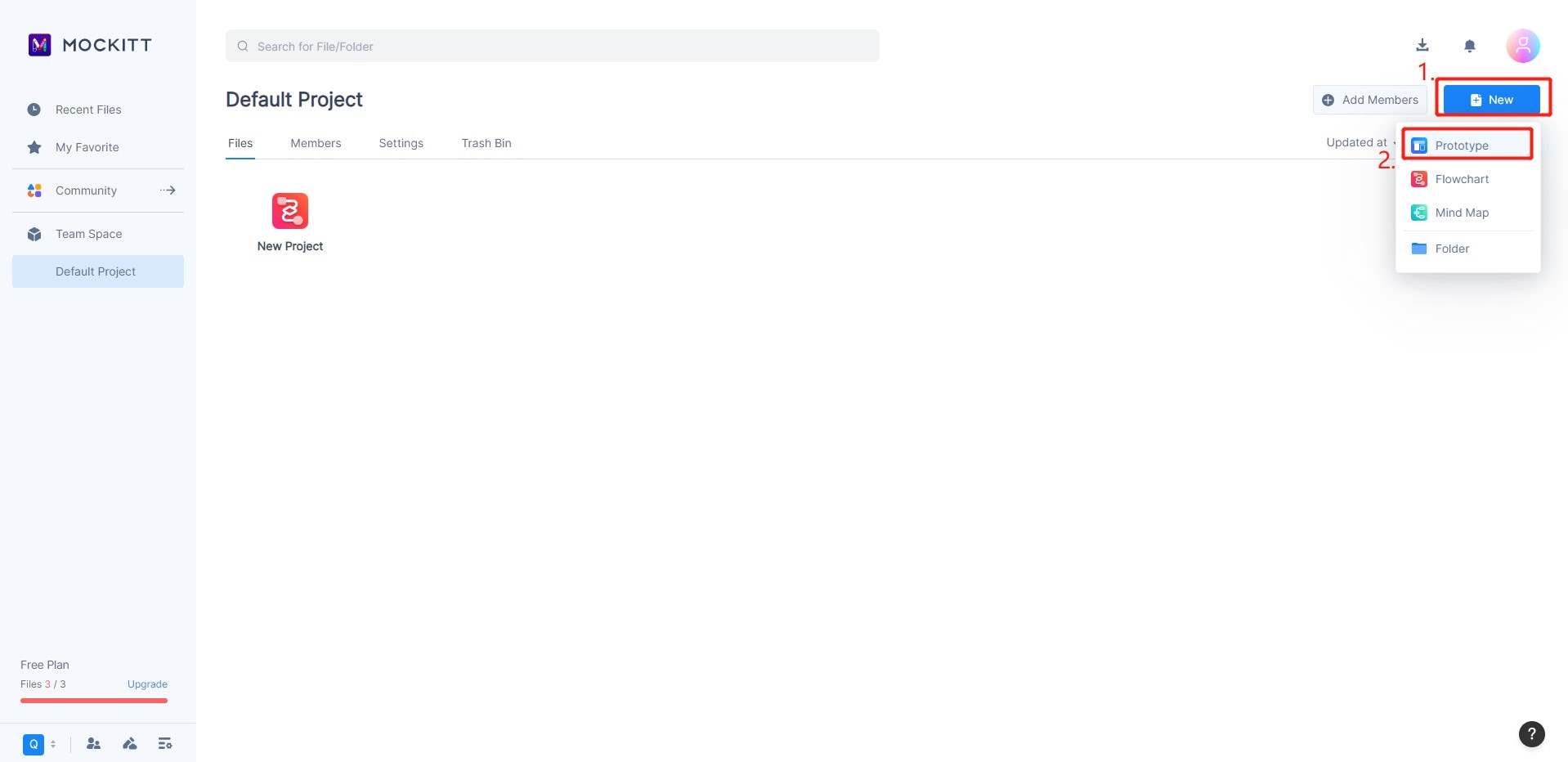  start new prototype project in mockitt ai