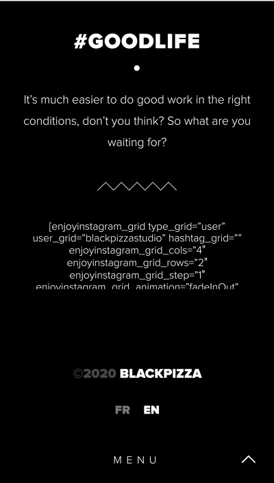black pizza mobile footer design