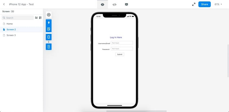  invision clickable prototype
