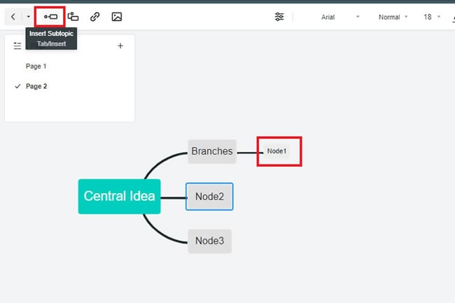 add subtopic mind map
