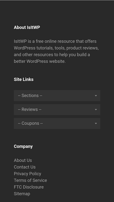 isitwp design mobile website footer