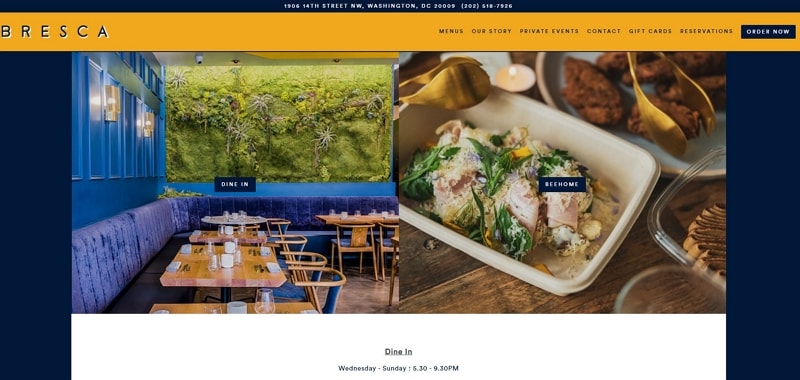 restaurant website design