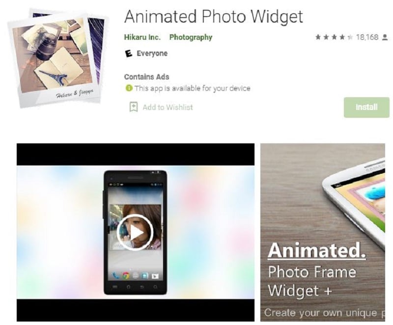 animated photo widget for android