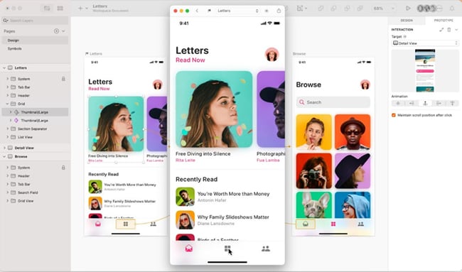 screenshot of sketch user interface