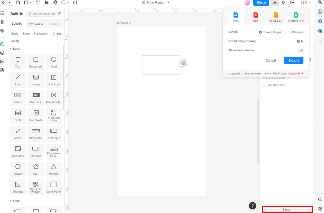 mockitt application export interface