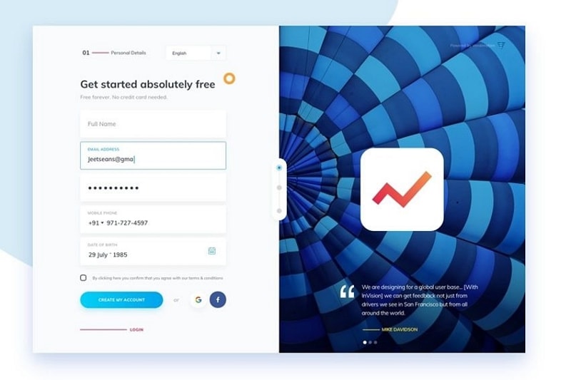 login page design