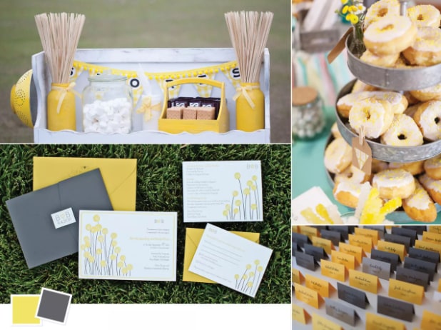 yellow and gray wedding color idea