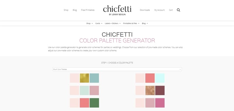 chicfetti wedding color palette maker