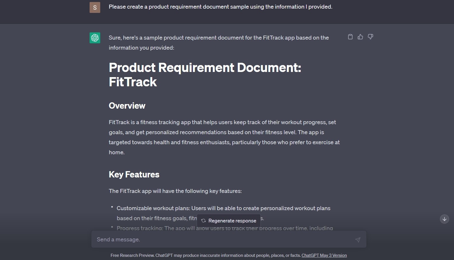 enter prd format prompt in chatgpt
