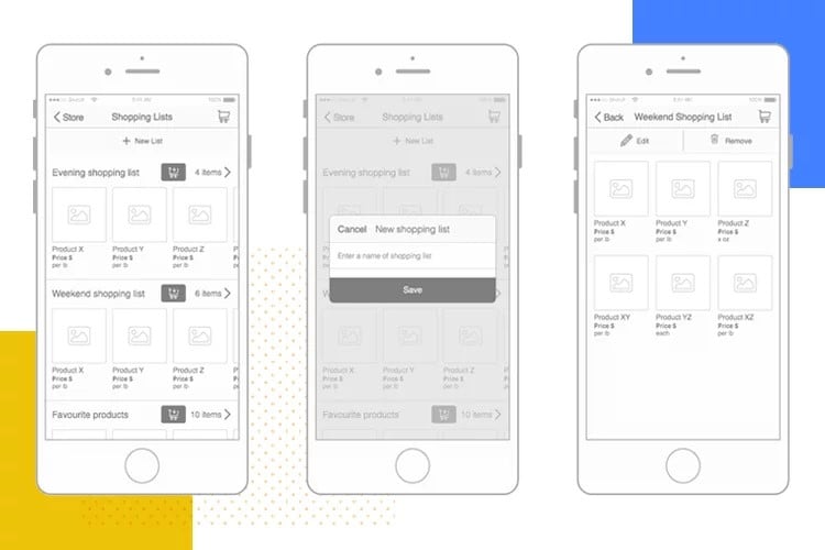 ecommerce app wireframe