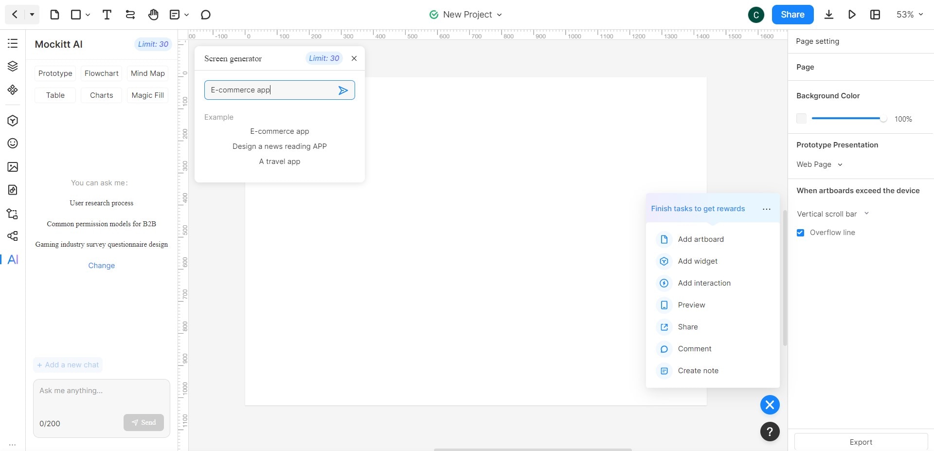 mockitt ai prototype screen generator