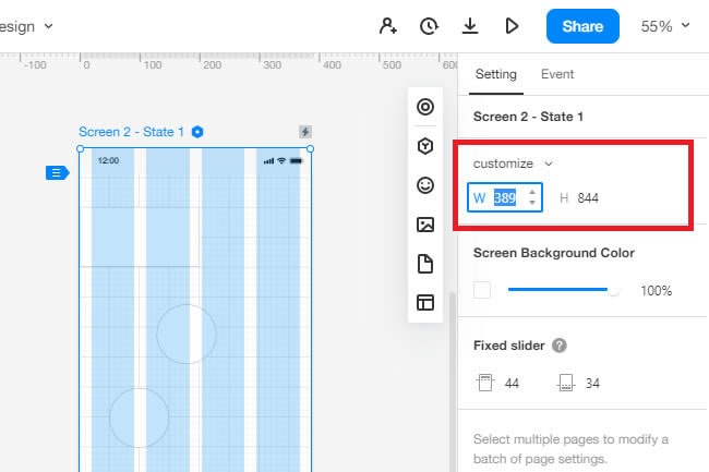 adjust screen size