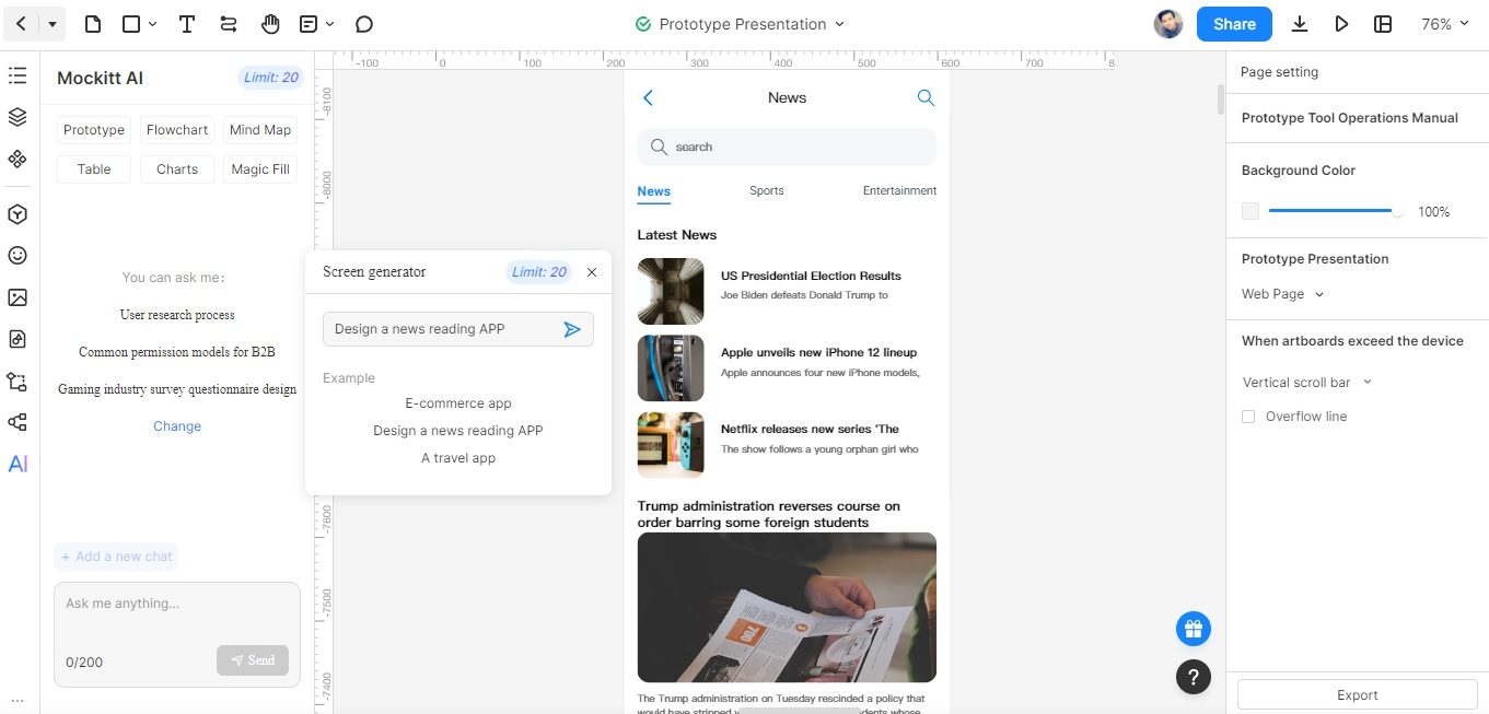 generating a prototype using mockitt ai