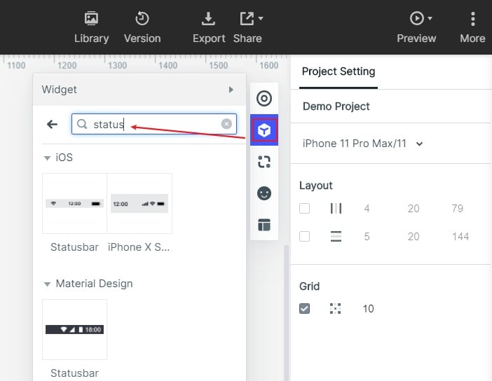 Status bar component 1