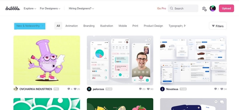 dribbble portfolio