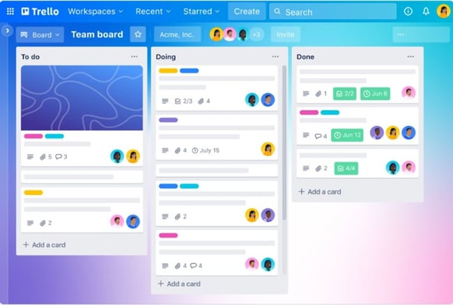 a team board on trello