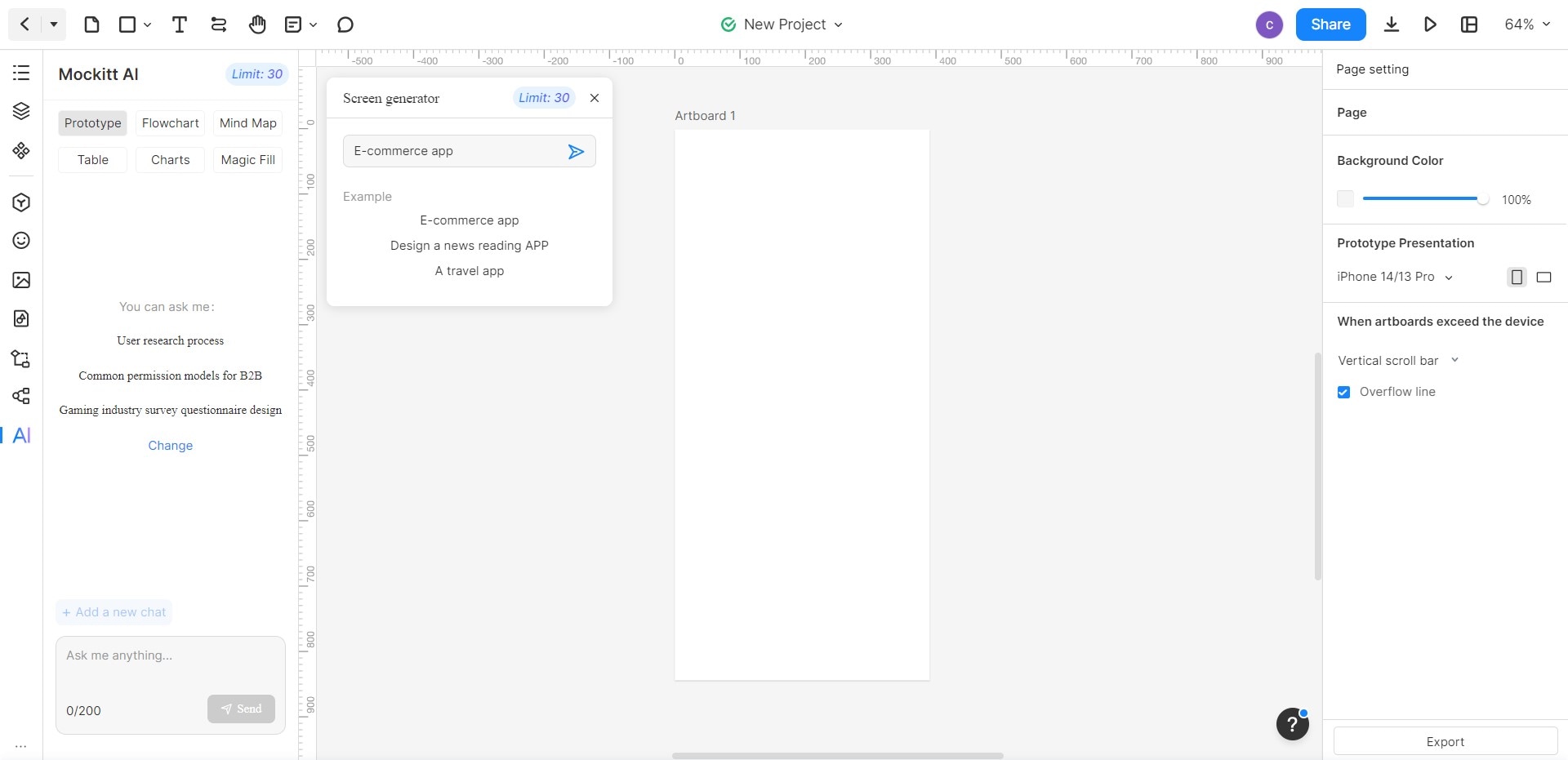 mockitt ai screen generator feature