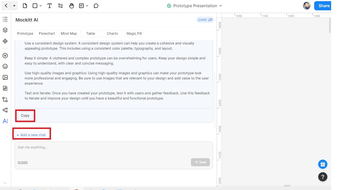 start a new chat for ai prompt