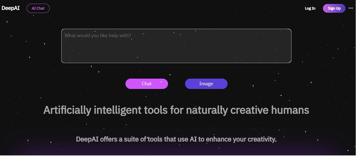 deepai user interface