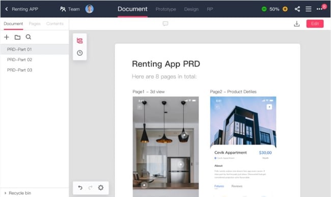 screenshot of mockplus user interface