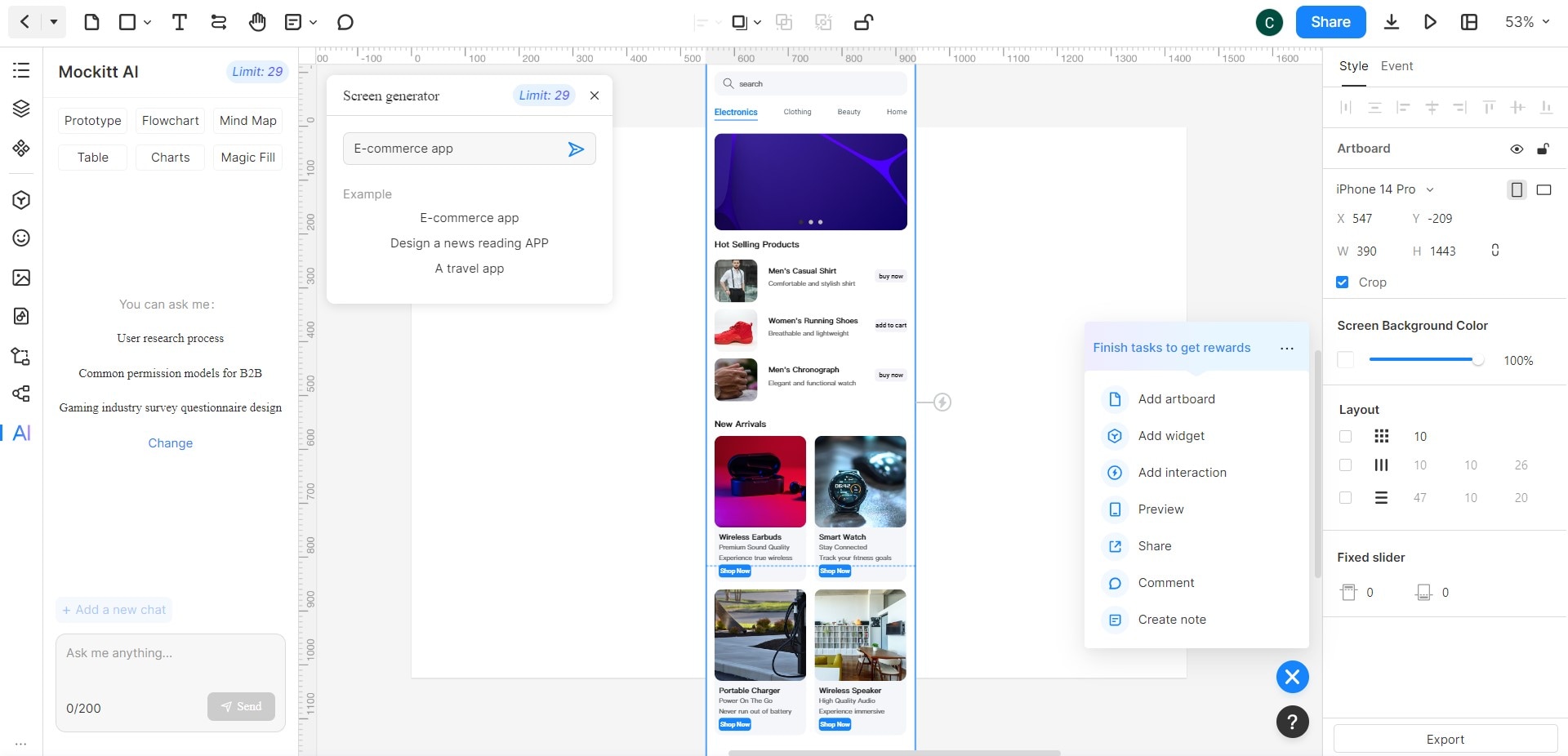 mockitt ai sample screen generated prototype
