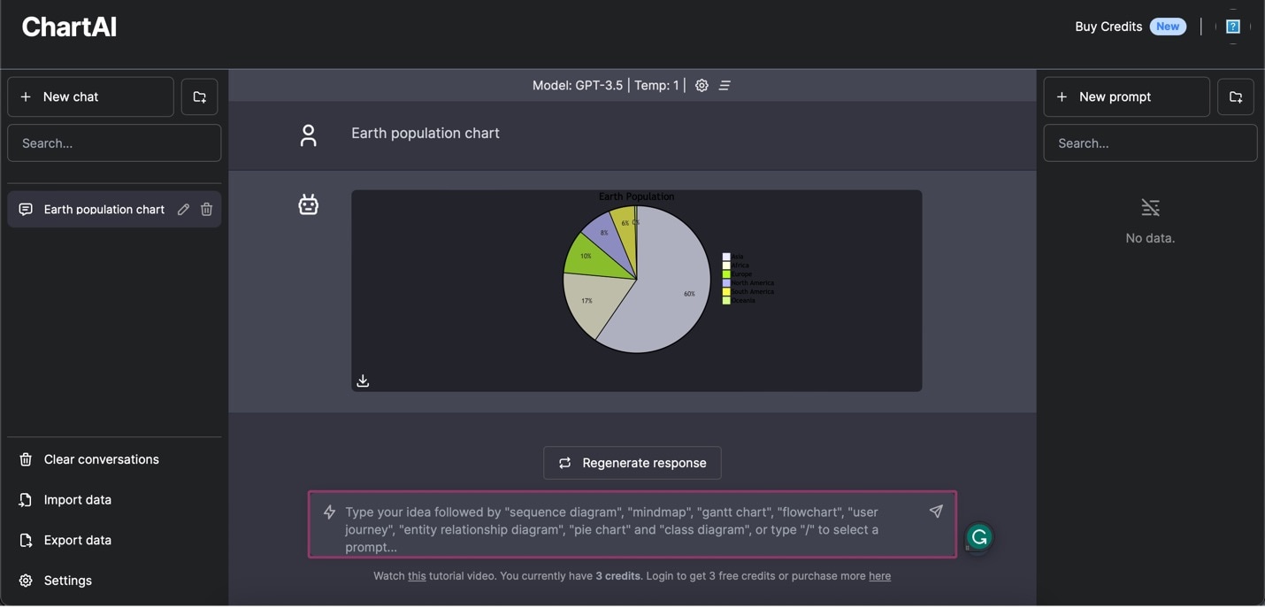 chartai interface and chatbot