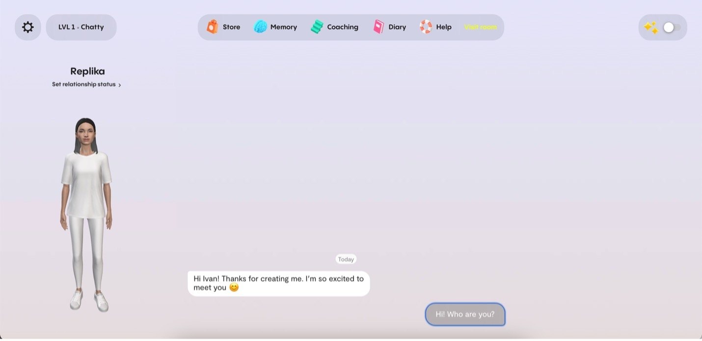 replika chat interface