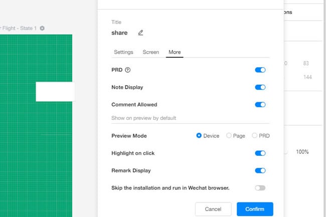 settings share prototype