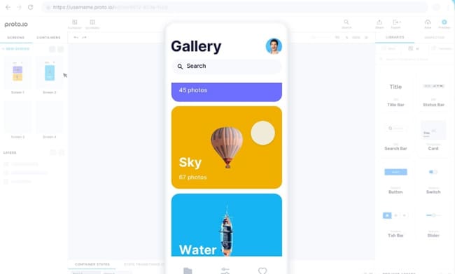 screenshot of proto io user interface