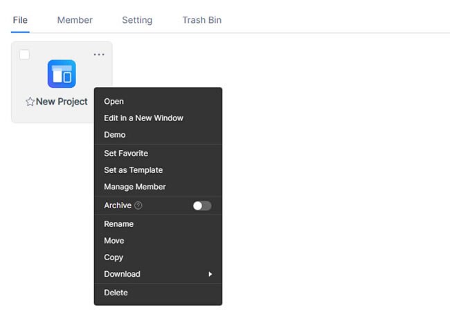 right click a project
