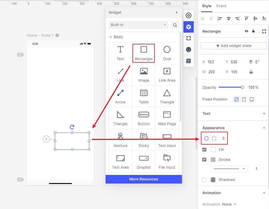 set rounded rectangle