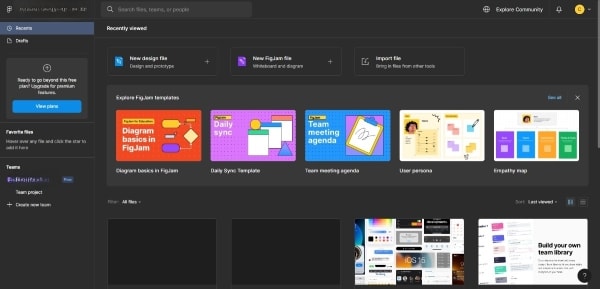 figma personal space interface