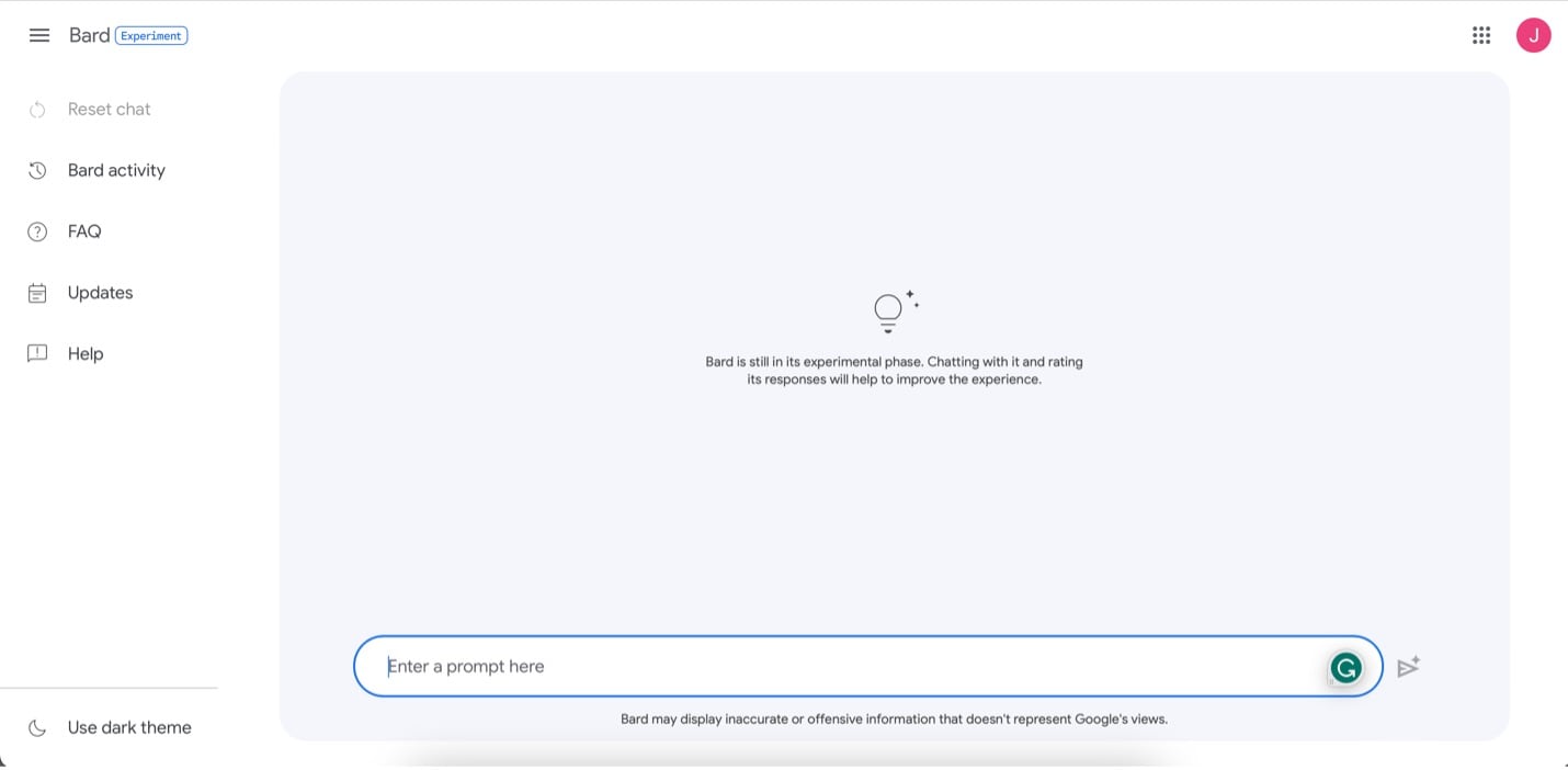 google bard interface
