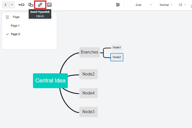 insert hyperlink mind map