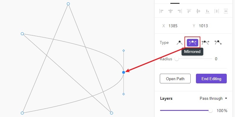 mirrored types in point mode