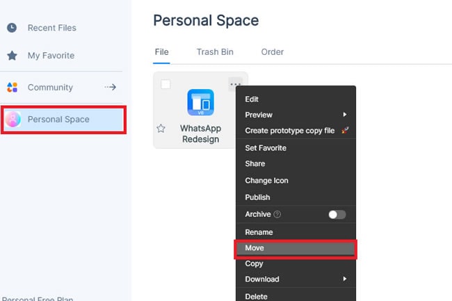 move personal space