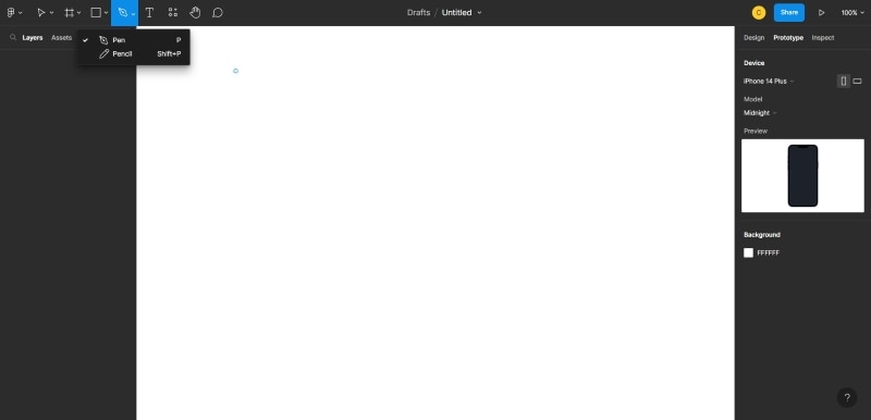 figma select the pen tool