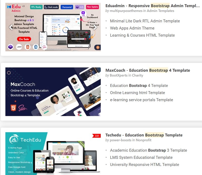 education HTML templates