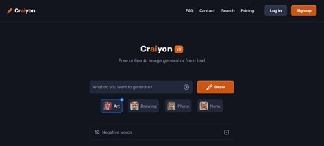 the interface of craiyon