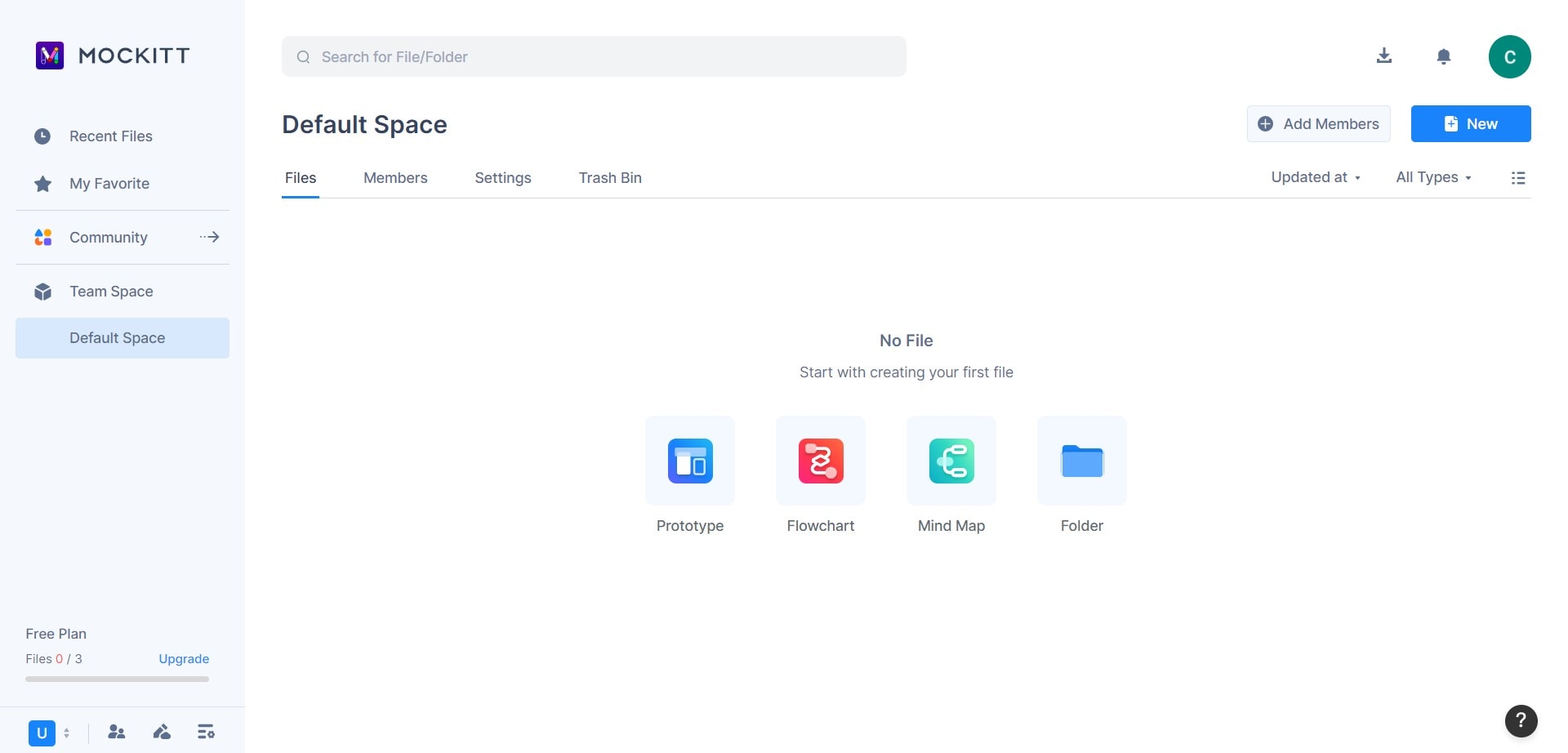 mockitt default space interface