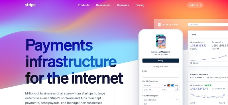 stripe mobile header design