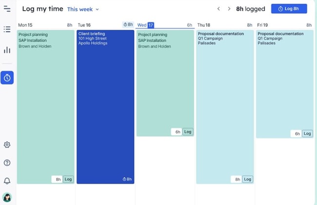 time tracking feature of float