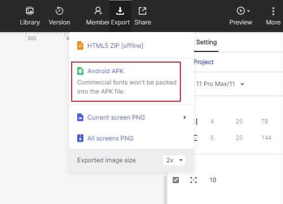 Download an Android APK preview in Mockitt