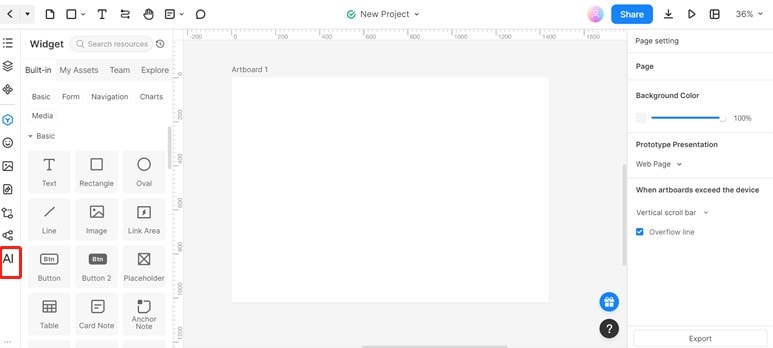ai chat function on mockitt 