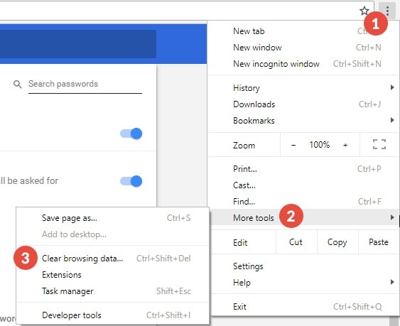 clearing browsing data
