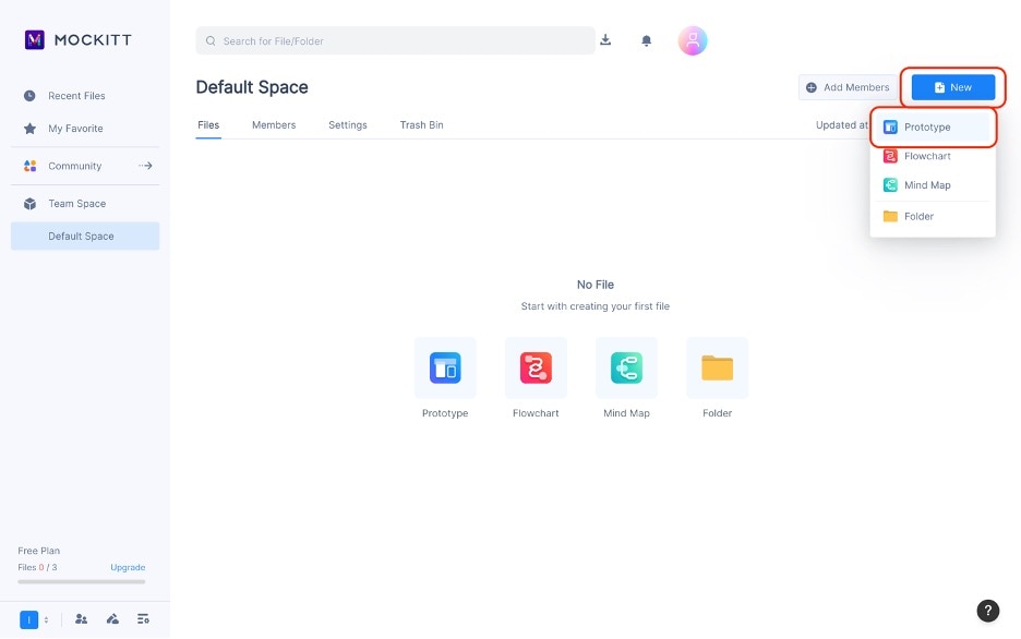 mockitt app homepage