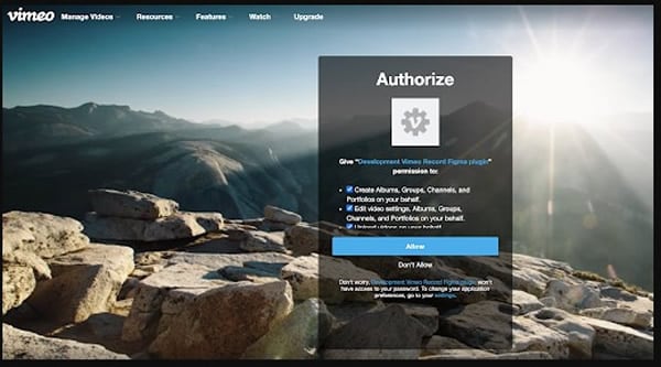 grant access to Vimeo