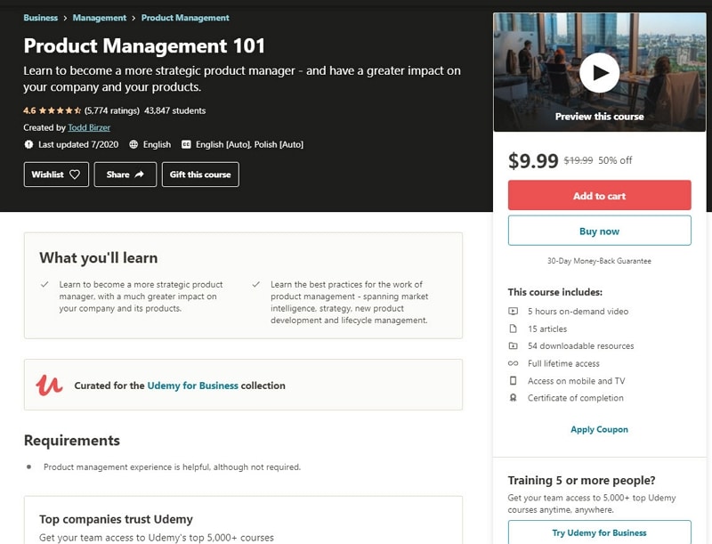 product management courses online